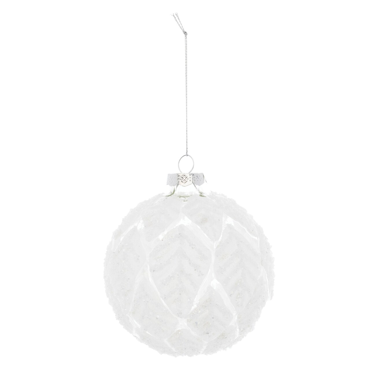 Melrose Frosted Leaf Glass Christmas Ball Ornaments - 4.75" (120mm) - White - 12ct